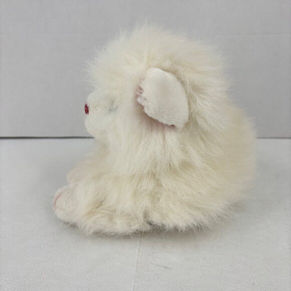 Vintage Persian Cat Plush White Realistic Stuffed Animal Red Heart Shape Nose - Picture 5 of 8